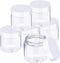 SATINIOR 6 Pack 3 oz Plastic Jars Containers with Lids Wide-mouth Refillable Leakproof Reusable Round Empty Jars for Travel Cosmetic Dry Food Spic...